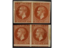 5109 (*) RUMANIA. Mi.40. 1872. <B>15 B. </B>redbrown, Imperforate Pair <B>PRINTED BOTH SIDES. </B>Some Imperfections At  - Other & Unclassified