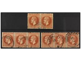 5110 ° RUMANIA. Mi.40 (8). 1872. <B>15 Bani</B> Red Brown. One Pair And Two Strips Of Three. Fine. - Autres & Non Classés