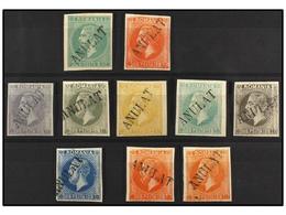 5129 RUMANIA. Mi.45 (10). 1876. <B>10 Bani.</B> Ten <B>ESSAYS</B> Different Colours With <B>ANULAT </B>surcharge. RARE. - Autres & Non Classés