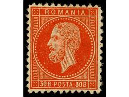 5132 * RUMANIA. Mi.47. 1876. <B>30 Bani</B> Orange Red, Original Gum. Very Fine. Michel.250?. - Otros & Sin Clasificación