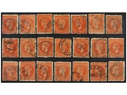 5137 ° RUMANIA. Mi.47 (21). 1876. <B>30 Bani</B> Orange Red. Lot With 21 Stamps, Nice Cancels. Michel.1.260?. - Other & Unclassified