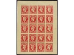 5143 RUMANIA. Mi.54. 1876. <B>50 Bani</B> Rose <B>ESSAY. </B>Complete Sheet Of 20 Stamps. Very Scarce. - Sonstige & Ohne Zuordnung