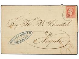 5155 RUMANIA. Mi.42 (2). 1874. BRAILA To NAPOLI (Italy). <B>50 Bani</B> Rose, Arrival On Back. - Other & Unclassified