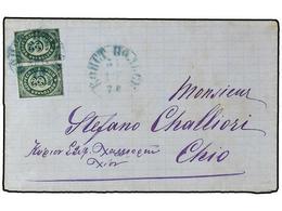 5233 LEVANTE: CORREO RUSO. 1874. Cover To CHIOS, Franked With Pair <B>3 Kop</B> Green (Mi 7), Tied By Blue <B>KONSTANTIN - Sonstige & Ohne Zuordnung