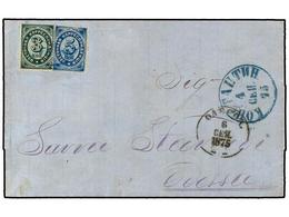 5234 LEVANTE: CORREO RUSO. 1875. Cover To RUSSIA, Franked With Perf 14 1/2x15 <B>3 Kop</B> Green And <B>5 Kop</B> Blue O - Other & Unclassified