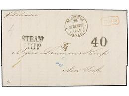 5237 SALVADOR. 1863 (Sept 26). Entire Letter To NEW YORK (USA) Struck With Fine Impression Of <B>ACAJUTLE-SALVADOR</B> D - Other & Unclassified