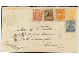 5252 SALVADOR. 1897. <B>5 C.</B> Postal Stationery Envelope (H & G 62b) Used To LONDON Uprated By <B>1 C., 3 C., 5 C. &  - Otros & Sin Clasificación