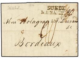 5287 SUECIA. 1814. STOCKHOLM A FRANCIA. Marca De Entrada<B> SUEDE/R.P. HAMBURG</B>. RARÍSIMA, No Reseñada En Van Der Lin - Other & Unclassified