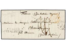 5288 SUECIA. 1847. STOCKHOLM A FRANCIA. Marca<B> FRANCO STRALSUND</B> Y Fechador De Entrada<B> PRUSSE/GIVET</B> Y Marca< - Otros & Sin Clasificación