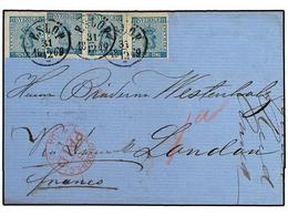 5295 SUECIA. 1869. Cover To LONDON From YSTAD Prepaid With Four 1858 <B>12 O.</B> Ultramarine All Tied By <B>ESLOF</B> C - Other & Unclassified