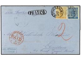 5298 SUECIA. 1871. Wrapper To London Franked <B>12 & 24 Ore</B> Tied By <B>Stockholm</B> Date Stamp. Obverse Bears Oval- - Otros & Sin Clasificación