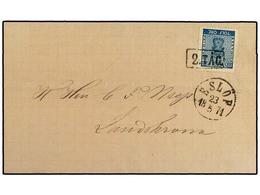 5299 SUECIA. 1871. Cover To LANDSKRONA Franked By Single 1858-61 <B>12 O.</B> Deep Blue Tied By Rare Framed <B>2.TAG</B> - Other & Unclassified