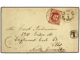 5303 SUECIA. 1893. TRANERGD (Sweden) To U.S.A. Envelope With Original Contents, Circulated Without Stamps. Taxed On Arri - Autres & Non Classés