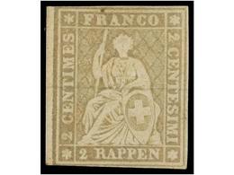 5312 (*) SUIZA. Yv.25. <B>2 Rp.</B> Grey. Complete Margins, Without Gum. Yvert.225?. - Other & Unclassified