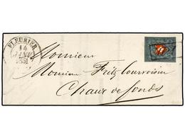 5320 SUIZA. 1851 (Jan 14). Entire Letter To Chaux De Fonds Franked By Fine Margined 1850 Rayon II <B>5rp</B>. Deep Blue, - Andere & Zonder Classificatie