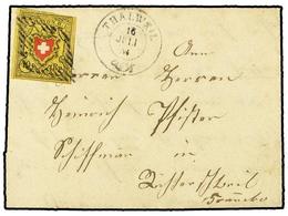 5326 SUIZA. 1854 (July 16). Entire Letter Franked By Fine Margined Rayon II <B>10rp</B>. Yellow, Black & Red (light Crea - Otros & Sin Clasificación