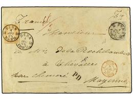 5338 SUIZA. 1859. BERNA A FRANCIA. Carta Inicialmente Franqueada Con Sello De <B>1 Fr.</B> Gris Y Retenida Por Falta De  - Andere & Zonder Classificatie