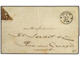 5343 SUIZA. 1861. GENEVE. <B>5 Rp.</B> (Zu. 22G) Bisectado Para Ser Usado Como 2 1/2 Rp. Cert. VON DER WEID. - Other & Unclassified