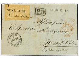 5348 SUIZA. 1862 (Nov 2). Entire Letter To Niort, France Franked By 1854-62 <B>20r</B>. Pale Dull Orange Horizontal Pair - Other & Unclassified