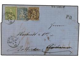 5358 SUIZA. 1866 (Sept 28). Entire Letter To Amsterdam With Three Colour Franking Of 1862-64 <B>5c</B>. Brown, <B>10c</B - Other & Unclassified