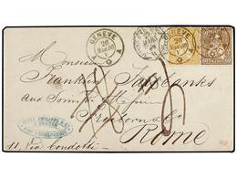5361 SUIZA. 1866 (March 26). Cover From Geneva To Rome Franked By 1862-64 <B>20c</B>. Orange And <B>60c</B>. Bronze Neat - Andere & Zonder Classificatie