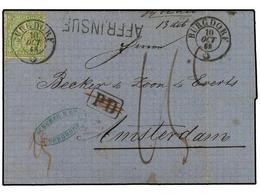 5365 SUIZA. 1868 (Oct 10). Entire Letter To Amsterdam Franked By Single 1867 <B>25c</B>. Yellow Green Tied By <B>Burgdor - Other & Unclassified