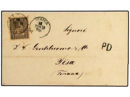 5367 SUIZA. 1862-63. <B>3 C.</B> Black, Tied By <B>ZURICH</B> Cds On An 1870 Folded Letter To PISA, Italy (backstamped). - Andere & Zonder Classificatie