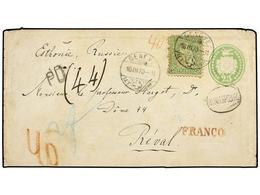 5368 SUIZA. 1870. GENEVE A REVAL (Estonia). Entero Postal De <B>25 Rp.</B> Verde Con Franqueo Complementario De <B>25 Rp - Andere & Zonder Classificatie