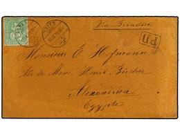 5377 SUIZA. 1876. Cover Endorsed 'Via Brindisi' Franked By Single 1868 <B>25 C.</B> Yellow Green Tied By <B>USTER</B> Cd - Other & Unclassified