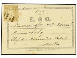 5378 SUIZA. 1877 (March 7). Collection Card Used To Thee Bulle Postmaster, Franked With Single 1867 <B>2c</B>. Bistre Br - Sonstige & Ohne Zuordnung