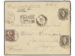 5388 SUIZA. Yv.83(2). 1890. GENEVE A FRANCIA. <B>5 Cents.</B> Castaño Rojo Y <B>40 Cts.</B> Gris. Dent. 9 1/2 (2). Valor - Other & Unclassified