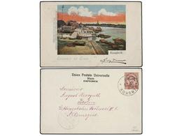 5408 TAILANDIA. 1899. BANGKOK To GERMANY. <B>3 Atts. On 12 Atts.</B> A Very Rare Early Postcard. - Autres & Non Classés
