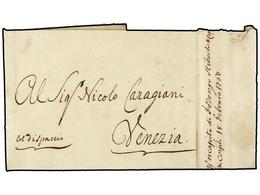 5431 TURQUIA. 1760 (Nov. 6). SMYRNA To VENEZIA. Entire Letter Endorsed <I>'Col Dispaccio'</I> And Sent Via CONSTANTINOPO - Otros & Sin Clasificación