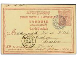 5445 TURQUIA. 1894. MACEDONIA. Postal Stationary Card Used From BITOLIA To FRANCE Showing All Arabic Negative <B>USKUP</ - Sonstige & Ohne Zuordnung