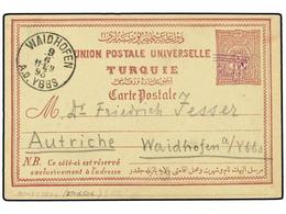 5446 TURQUIA. 1895. Postal Stationery Card Sent To AUSTRIA Showing All Arabic Triple-box <B>AYASULUG</B> Cancellation (C - Other & Unclassified