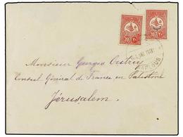 5458 TURQUIA. 1908. <B>PALESTINE. </B>Cover Bearing <B>2x20 Para</B> Tied By Bilingual <B>NAPLOUS</B> Cancellation To Je - Andere & Zonder Classificatie