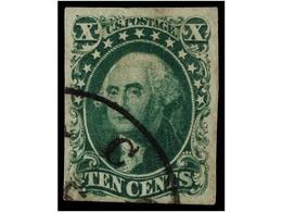 5466 ° ESTADOS UNIDOS. Sc.14. 1855. <B>10 Cents.</B> Green, Type II, Large Margins. VERY FINE. - Otros & Sin Clasificación