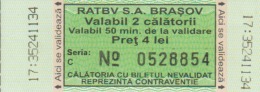 Romania - RATBV Brasov - Bus Ticket - 2 Trips Ticket - Used, Stamp - Serial Number - Europe