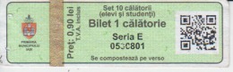 Romania - Iasi - Bus Ticket & Tramway Ticket, Tram Ticket - 1 Trip Ticket - Used, Stamp - Serial Number - Europa