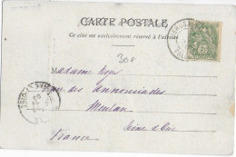 1905 - BUREAU FRANCAIS à JERUSALEM - TYPE BLANC Du LEVANT UTILISEE En TURQUIE (PALESTINE) - CP De JERUSALEM => MEULAN - Storia Postale