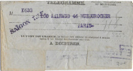 1932 - TELEGRAMME De NOUMEA (NOUVELLE CALEDONIE) Via TSF SAÏGON (INDOCHINE) => PARIS Avec CACHET PNEUMATIQUE - Covers & Documents