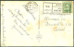 BELGIUM Postcard With Olympic Machine Cancel Bruxelles Midi Brussel Zuid Dated 15-VIII 1920 Athletic Day - Zomer 1920: Antwerpen