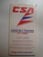 ĆSA LETOVÝ RÁD 2 TIMETABLE. CZECH AIRLINES - CZECH REPUBLIC, 1995. - Timetables