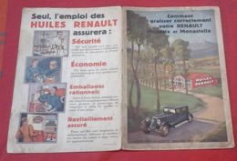 Dépliant Publicitaire Huiles RENAULT 1930  Graissage Monasix Et Monastella Plan De Graissage - Pubblicitari