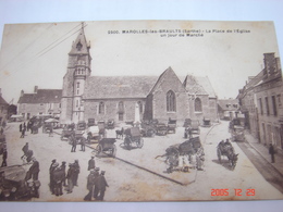 C.P.A.- Marolles Les Braults (72) - La Place De L'Eglise - Un Jour De Marché - Café & Magasin Armes - 1931- SUP (AI 60) - Marolles-les-Braults