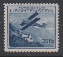 Liechtenstein 1930 Airmail 35Rp * Mh (= Mint, Hinged) Small Thin Spot In Gum (39544U) - Posta Aerea