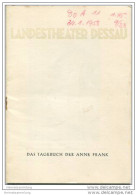 Landestheater Dessau - Spielzeit 1957/58 Nummer 5 - Das Tagebuch Der Anne Frank Von Frances Goodrich Und Albert Hackett - Theater & Dans