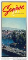 Geneve - Genf 50er Jahre - Faltblatt Mi 19 Abbildungen - Stadtplan - Zwitserland