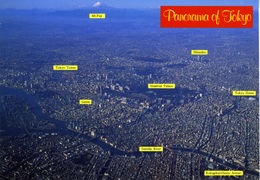 Delcampe - Tokio, Tokyo, Japan Panorama, Aerial View, Ginza, Imperial Palace, Tokyo Dome, Unused Postcard Z1 - Tokyo
