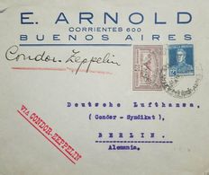 O) 1931 ARGENTINA, VIA CONDOR ZEPPELIN - ANNIVERSARY REVOLUTION OVERPRINT ON SCOTT AP3 90c DARK BROWN, SAN MARTIN A94 12 - Briefe U. Dokumente